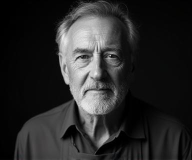 Ritratto professionale in bianco e nero di Giovanni Esposito, maestro falegname.