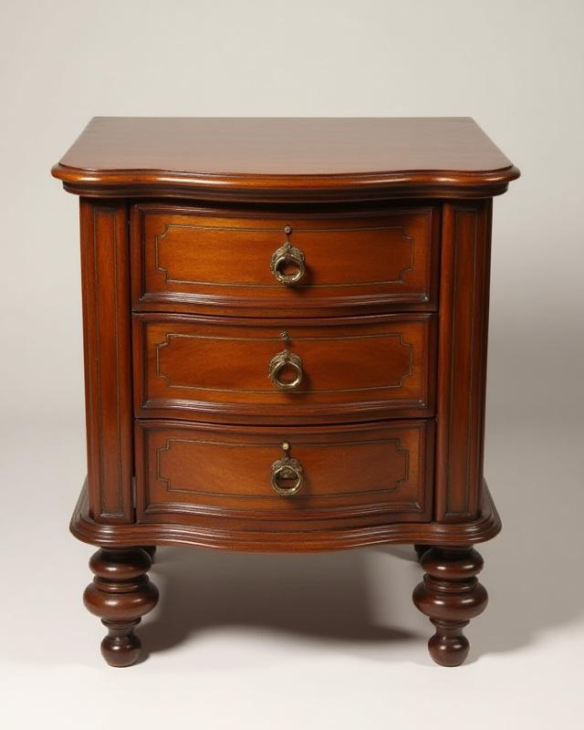 Restauro di un comodino antico in noce, prima e dopo, Airone Intaglio